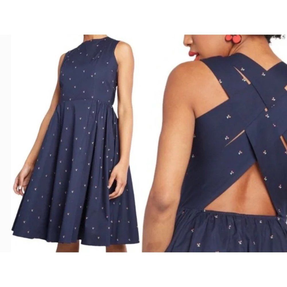 TEEBERRY & WEAVE x MODCLOTH Brilliantly Bold Cherry Dress with Pockets sz Small